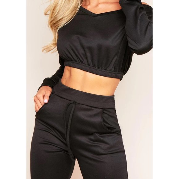NWT Black Crop Top Off the Shoulder Sweater size 8 - Picture 3 of 5